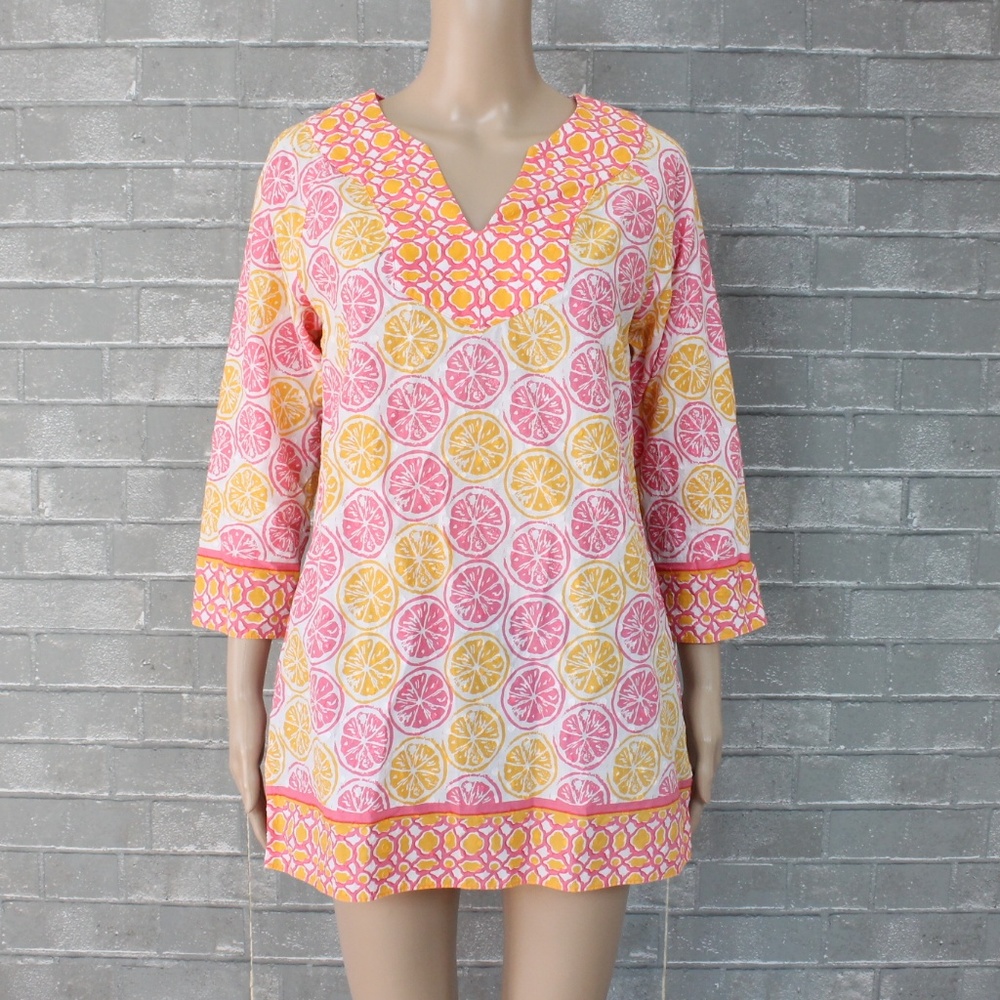 Vineyard Vines Pink Grapefruit Oversized Tunic Top Beach Coverup S